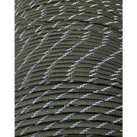 Genuine 550 Paracord - Black with Reflective Tracers - 50ft