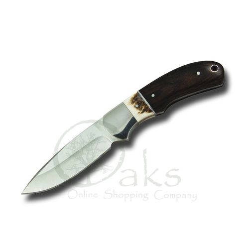 Bushcraft Knife with Wood and Staghorn Handle