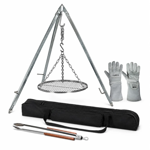 Bushcraft Campfire Cooking Tripod Kit with Grill