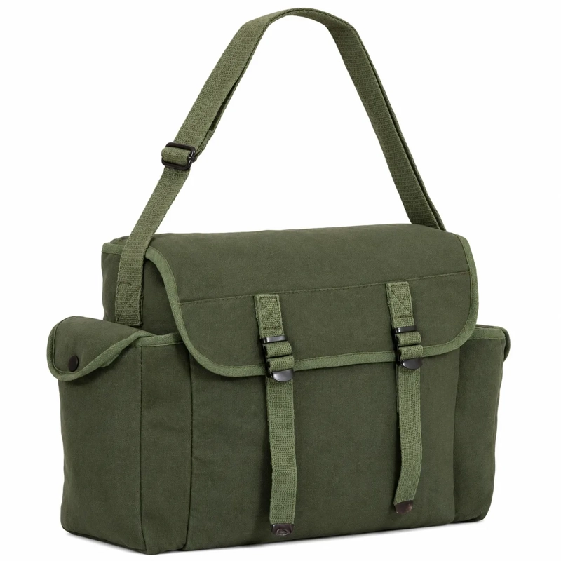 Olive Canvas Haversack Shoulder Bag