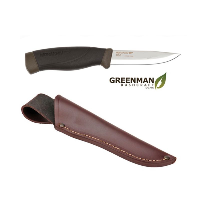 Mora Companion Heavy Duty MG Bushcraft Training Knife - Brown Leather Sheath