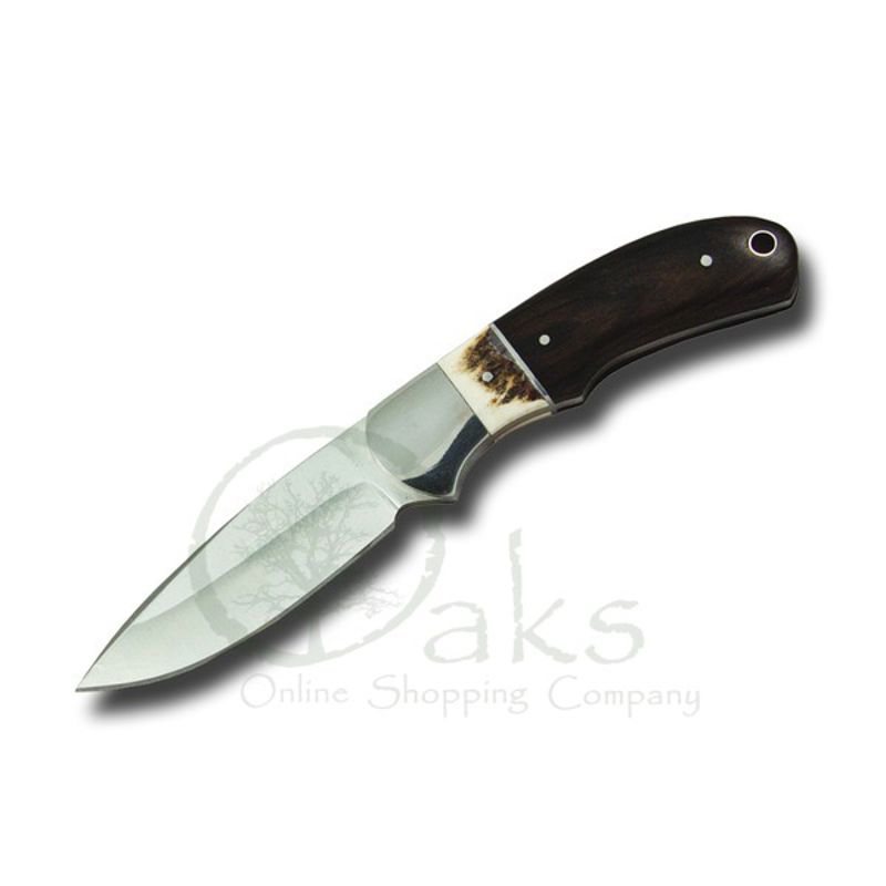 Bushcraft Knife with Wood and Staghorn Handle