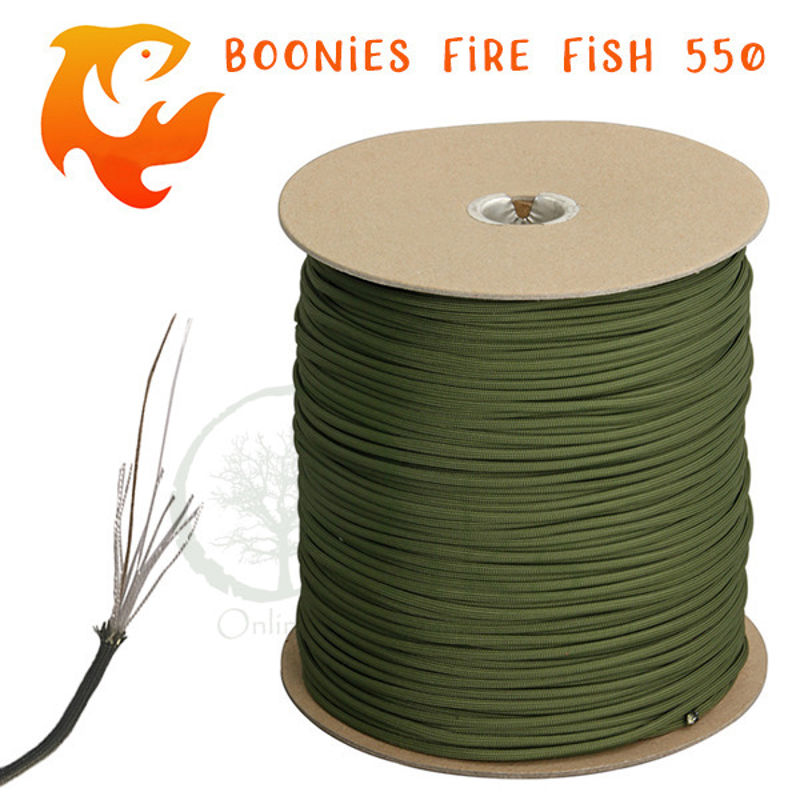 Boonies Outdoor Fire Fish 550 Paracord - Olive